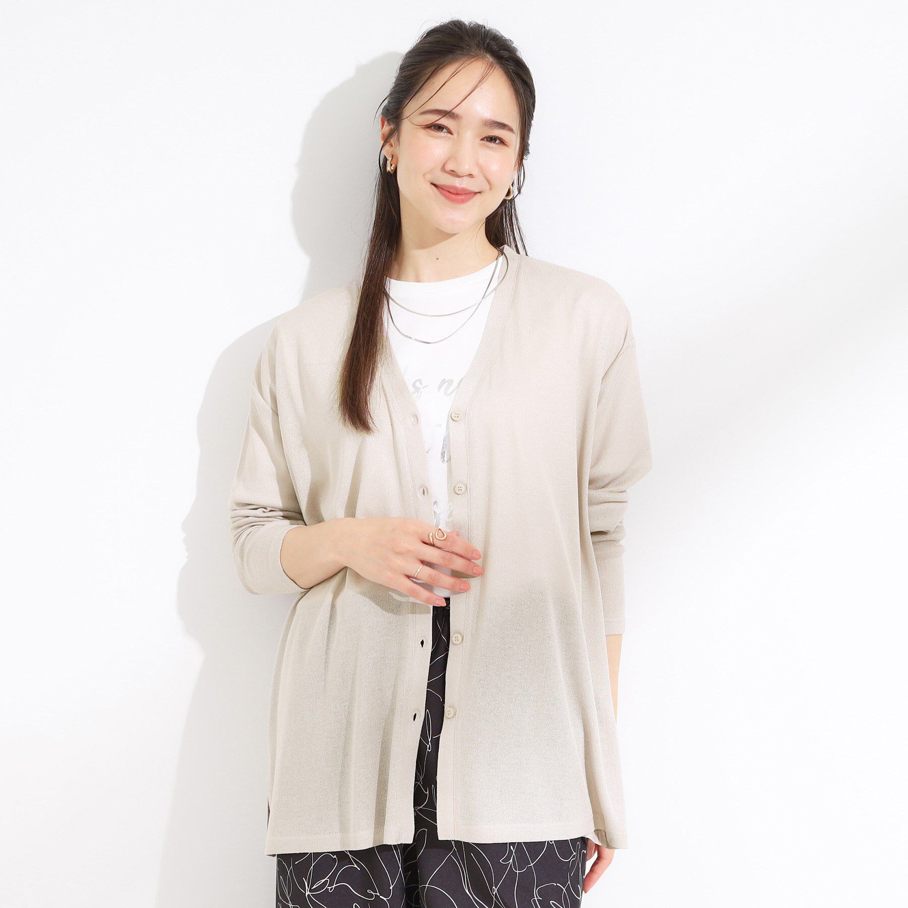 SHOO･LA･RUE「【S-LL/ひんやり/UV】手の甲まで隠れる トッパーカーディガン」|カーディガン|