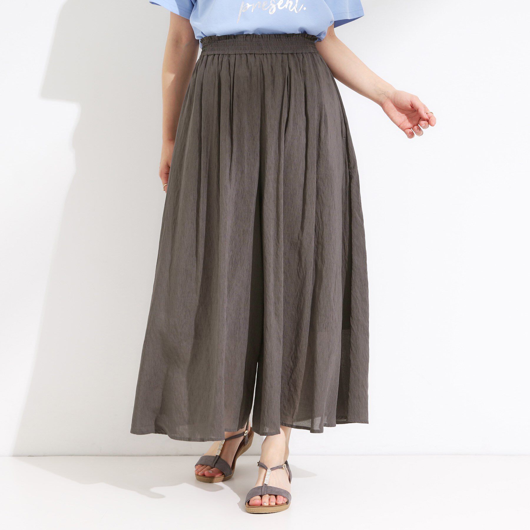 SHOO･LA･RUE「【S-LL/裏地ひんやり】エアリーで涼やか 大人のシアースカーチョ」|その他|