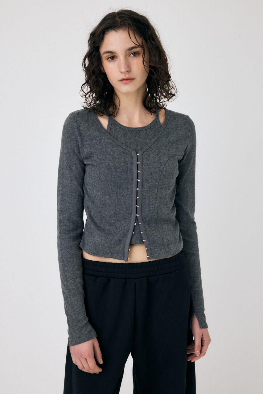 MOUSSY「LAYERED 2WAY カーディガン」|Tシャツ・カットソー|C.GRY