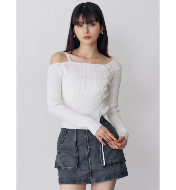 MURUA「ワンショルダーレースアップニット」|ニット・セーター|