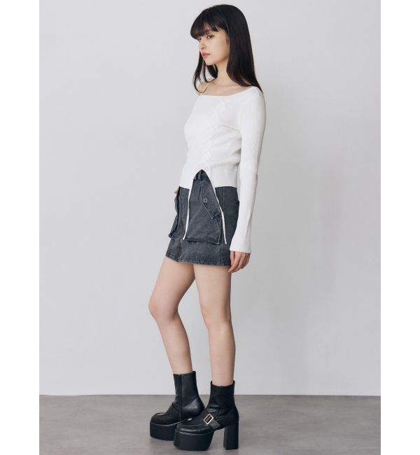 MURUA「ワンショルダーレースアップニット」|ニット・セーター|