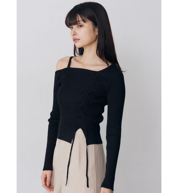 MURUA「ワンショルダーレースアップニット」|ニット・セーター|