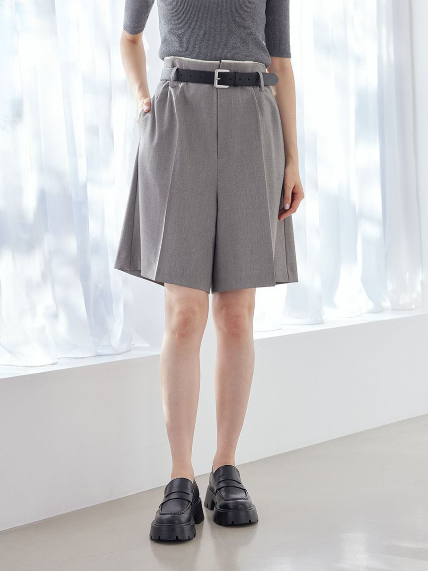 Mila Owen「トリミングハーフキュロットパンツ」|チノ|GRY