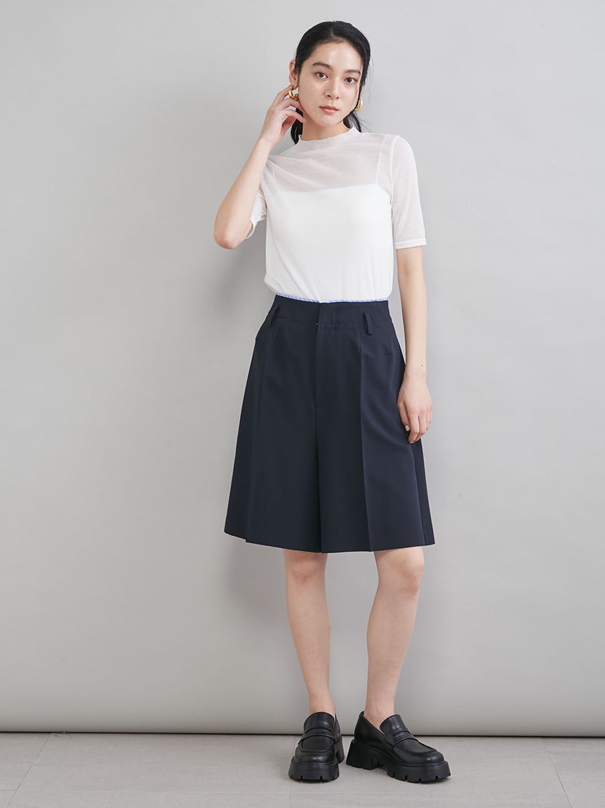 Mila Owen「トリミングハーフキュロットパンツ」|チノ|