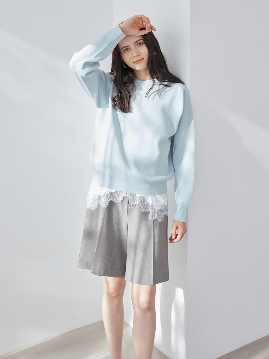 Mila Owen「トリミングハーフキュロットパンツ」|チノ|