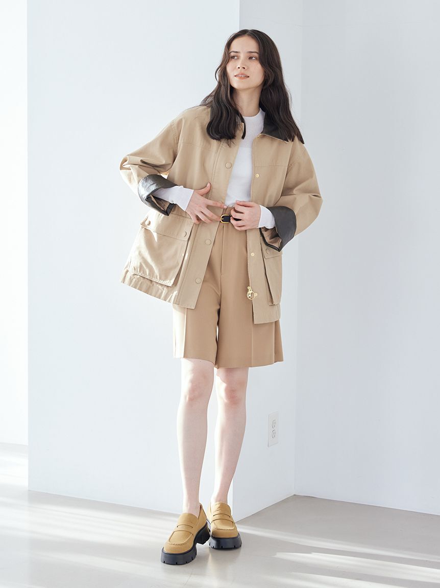 Mila Owen「トリミングハーフキュロットパンツ」|チノ|