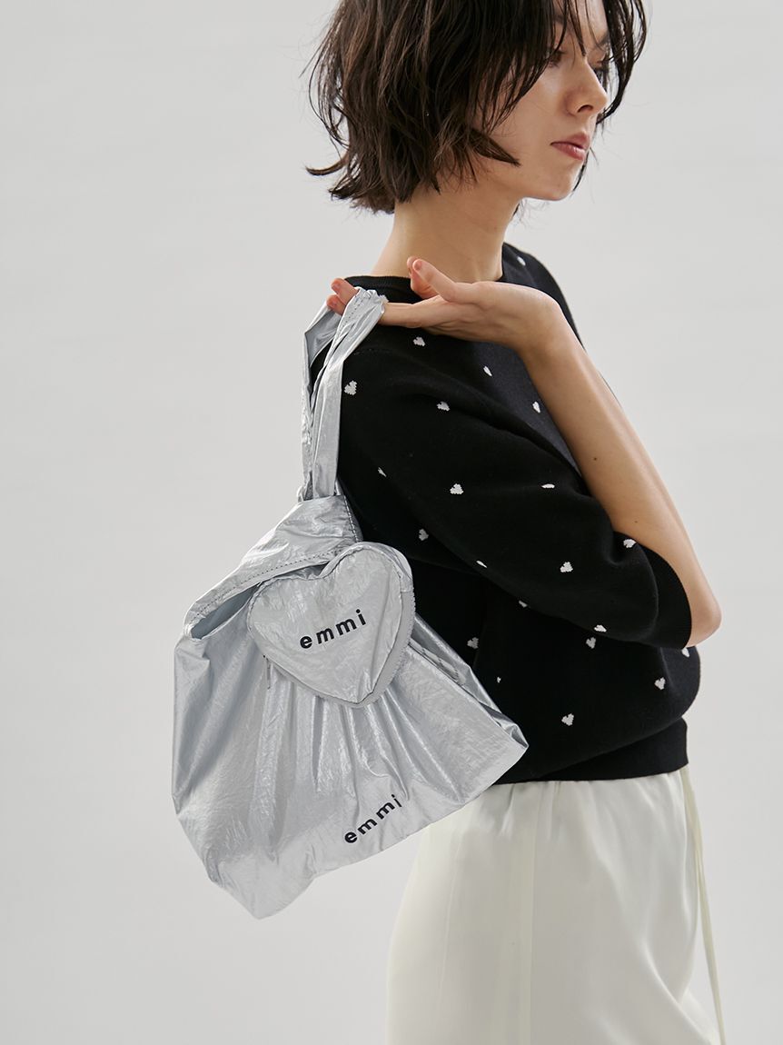 emmi atelier「ハートチャーム付きエコバッグ」|エコバッグ|