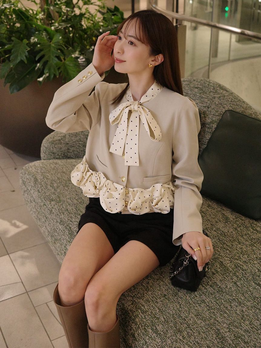 LILY BROWN「【限定カラー】3wayバブルヘムボウタイジャケット」|ノーカラージャケット|