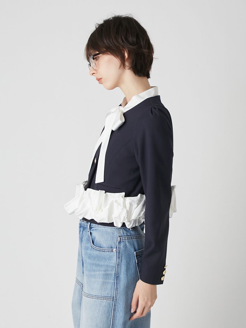 LILY BROWN「【限定カラー】3wayバブルヘムボウタイジャケット」|ノーカラージャケット|