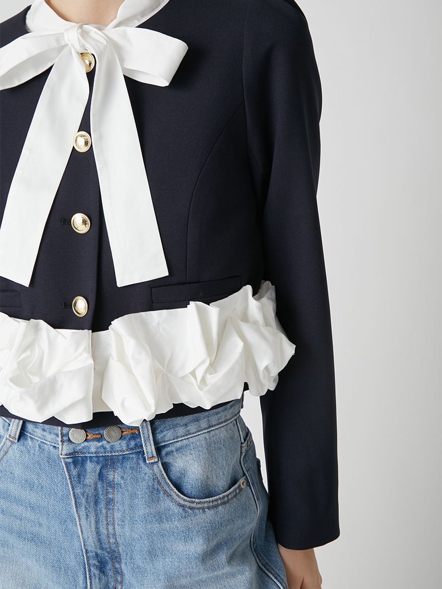 LILY BROWN「【限定カラー】3wayバブルヘムボウタイジャケット」|ノーカラージャケット|