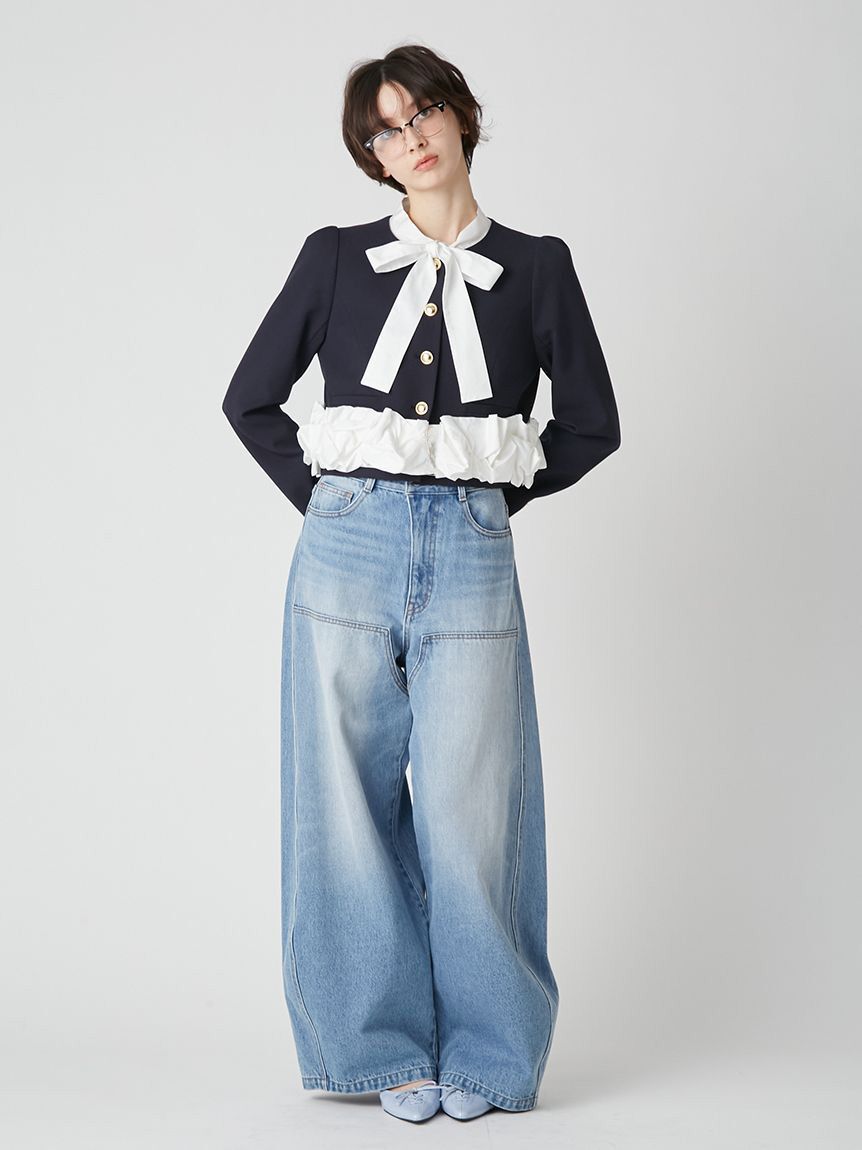 LILY BROWN「【限定カラー】3wayバブルヘムボウタイジャケット」|ノーカラージャケット|