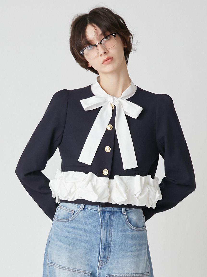 LILY BROWN「【限定カラー】3wayバブルヘムボウタイジャケット」|ノーカラージャケット|