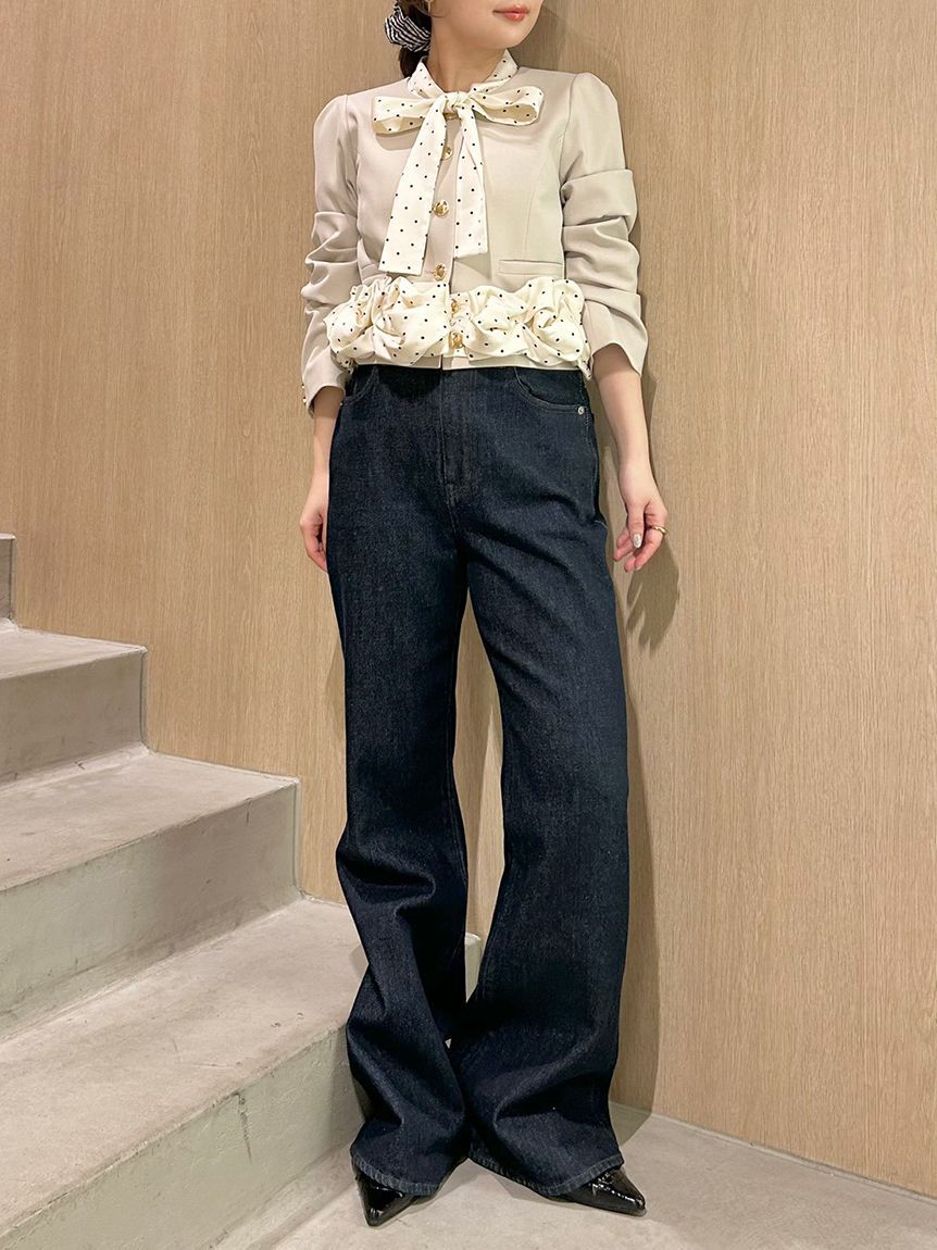 LILY BROWN「【限定カラー】3wayバブルヘムボウタイジャケット」|ノーカラージャケット|