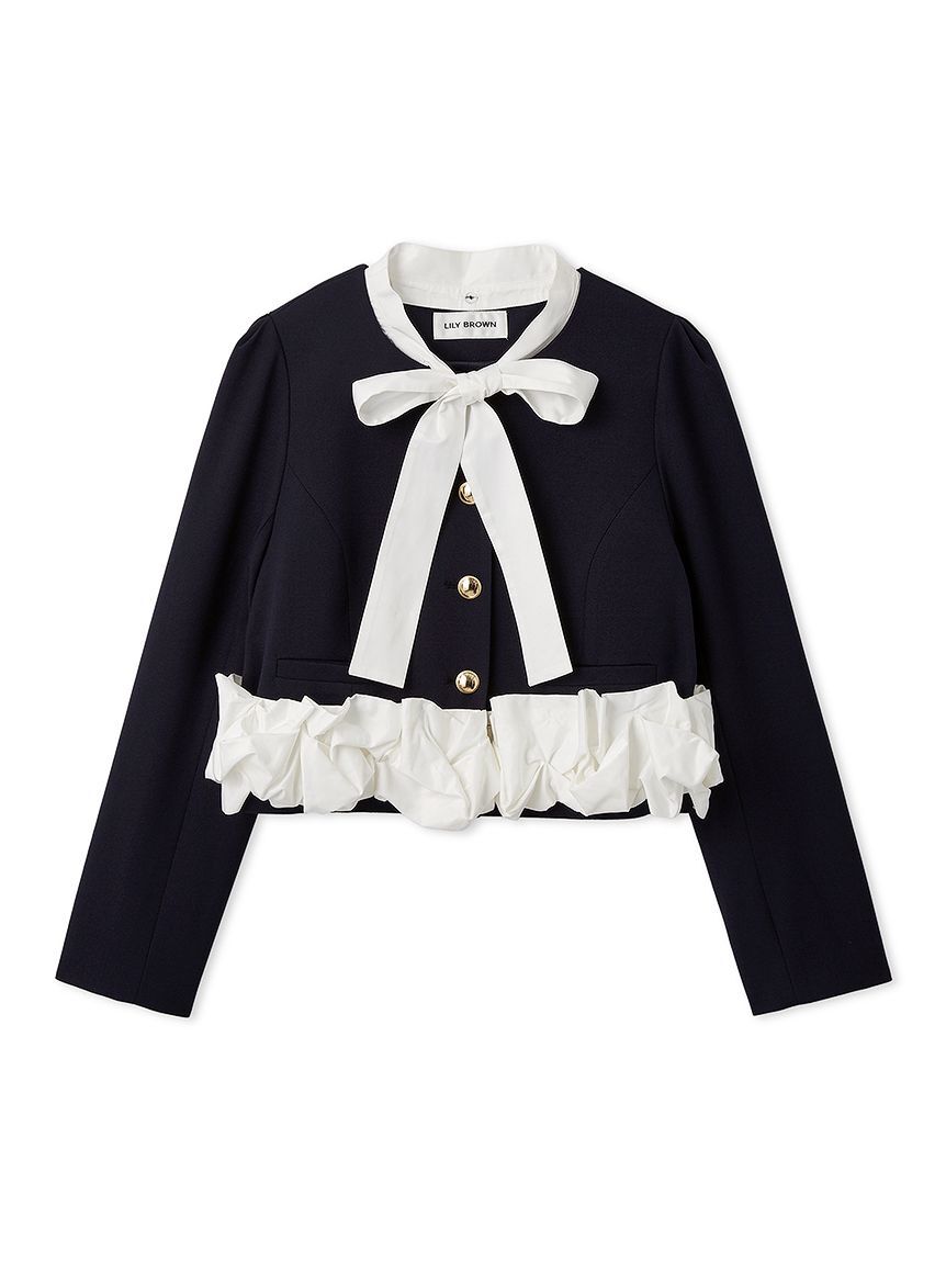 LILY BROWN「【限定カラー】3wayバブルヘムボウタイジャケット」|ノーカラージャケット|