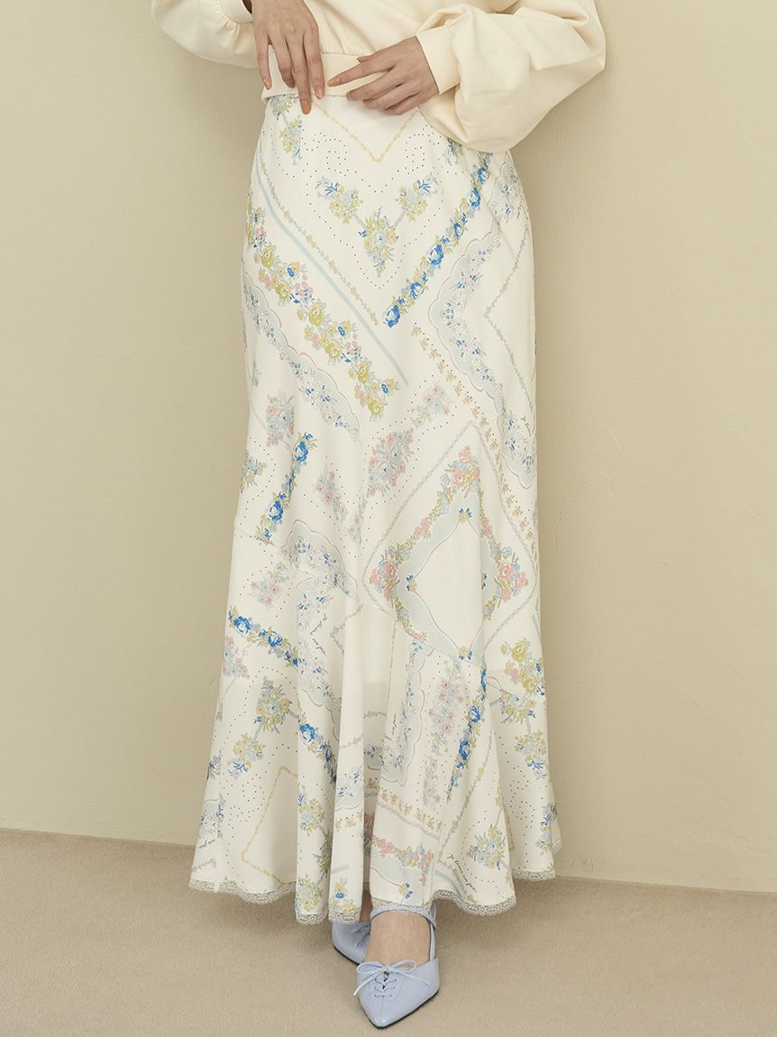 LILY BROWN「スカーフプリントナロースカート」|スカート|WHT