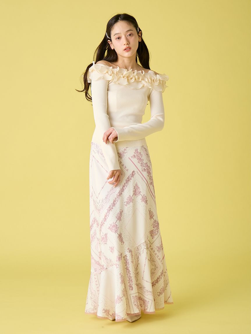 LILY BROWN「スカーフプリントナロースカート」|スカート|