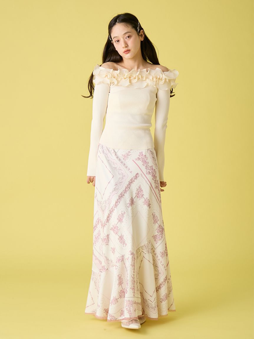 LILY BROWN「スカーフプリントナロースカート」|スカート|