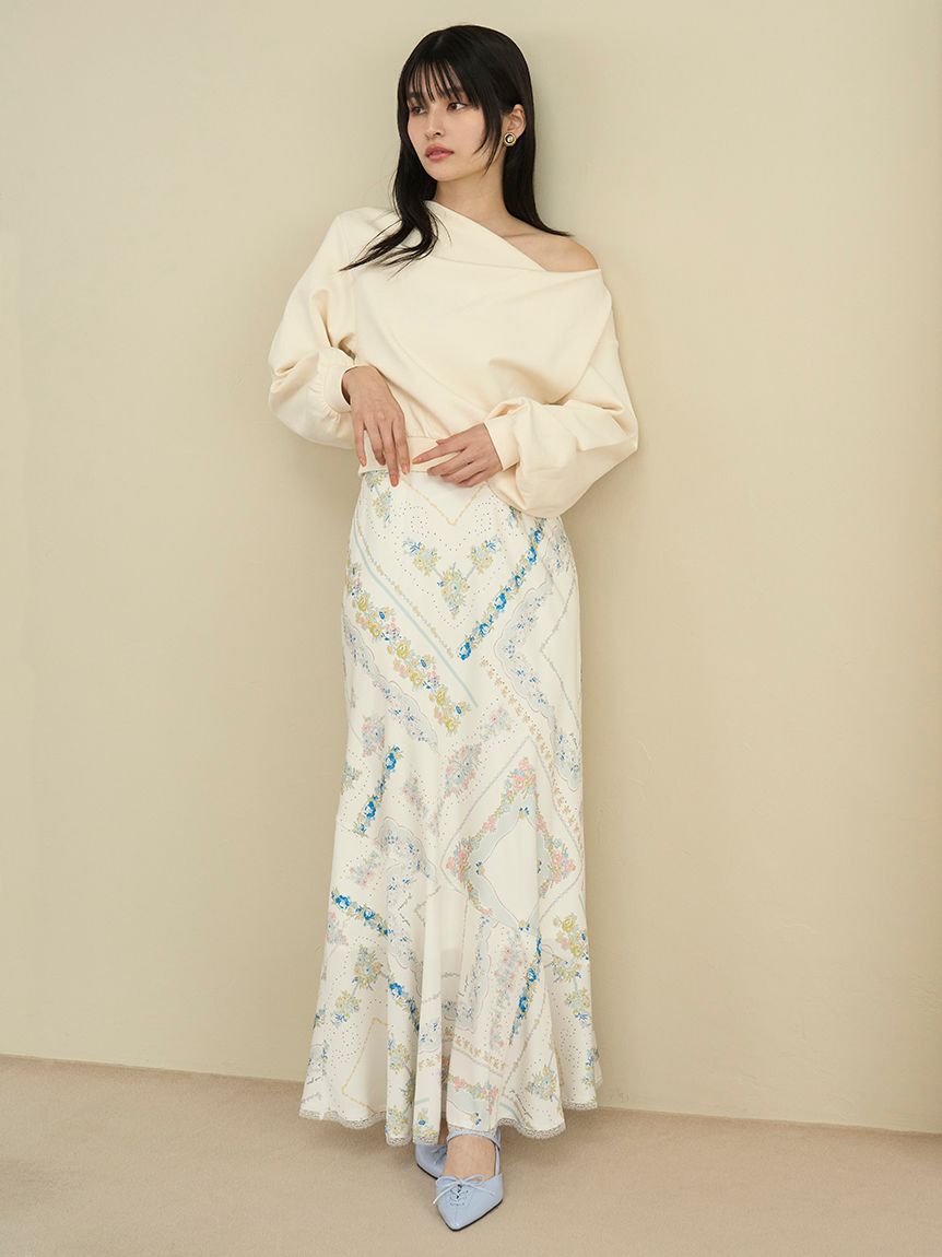 LILY BROWN「スカーフプリントナロースカート」|スカート|