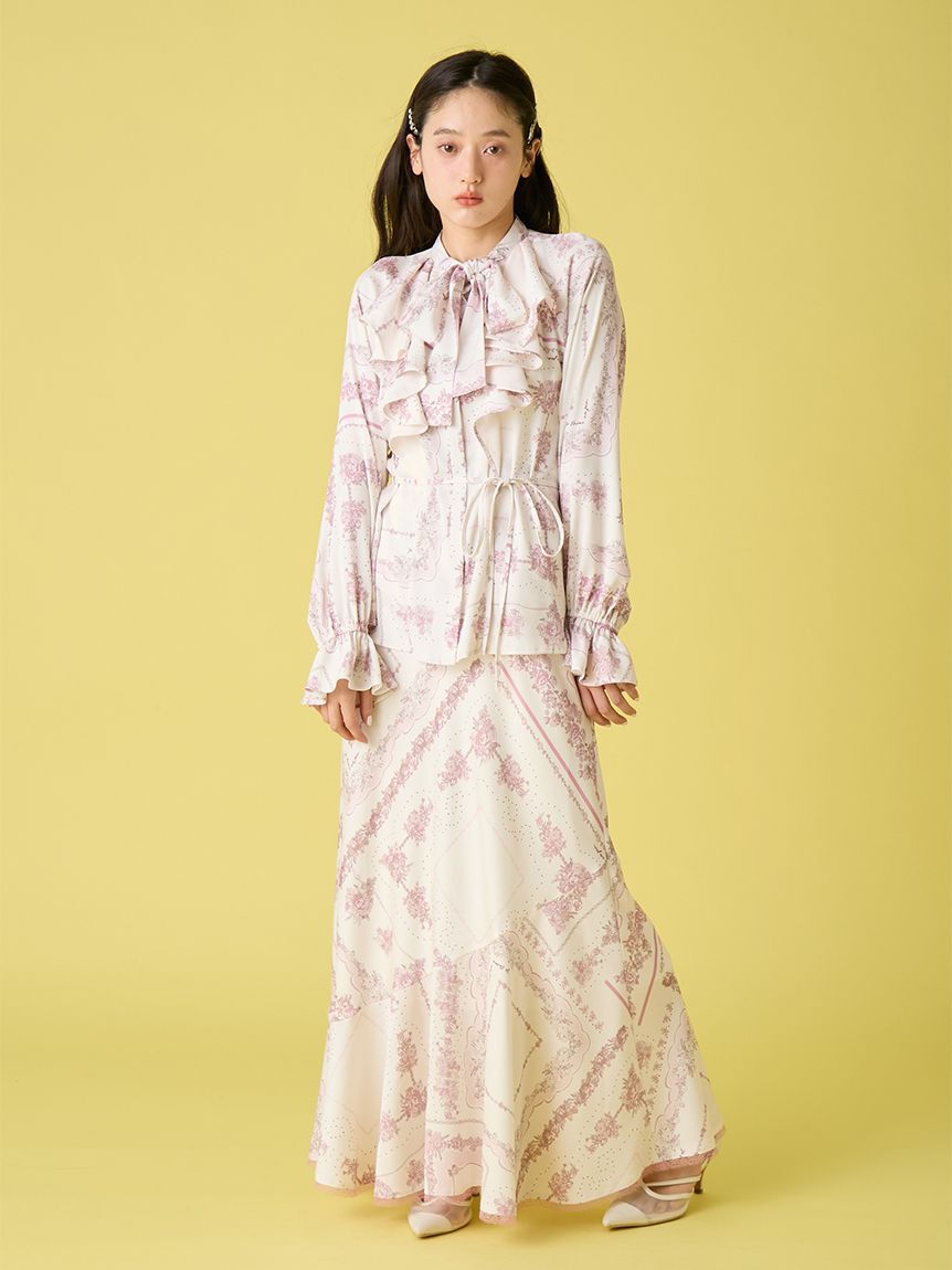 LILY BROWN「スカーフプリントナロースカート」|スカート|