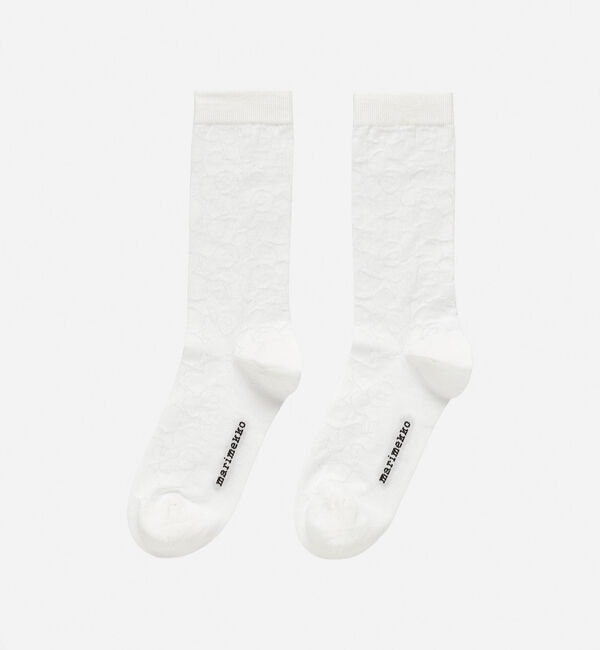 Marimekko「Sissi Piirto Unikko ソックス」|ソックス|ホワイト&times;ホワイト