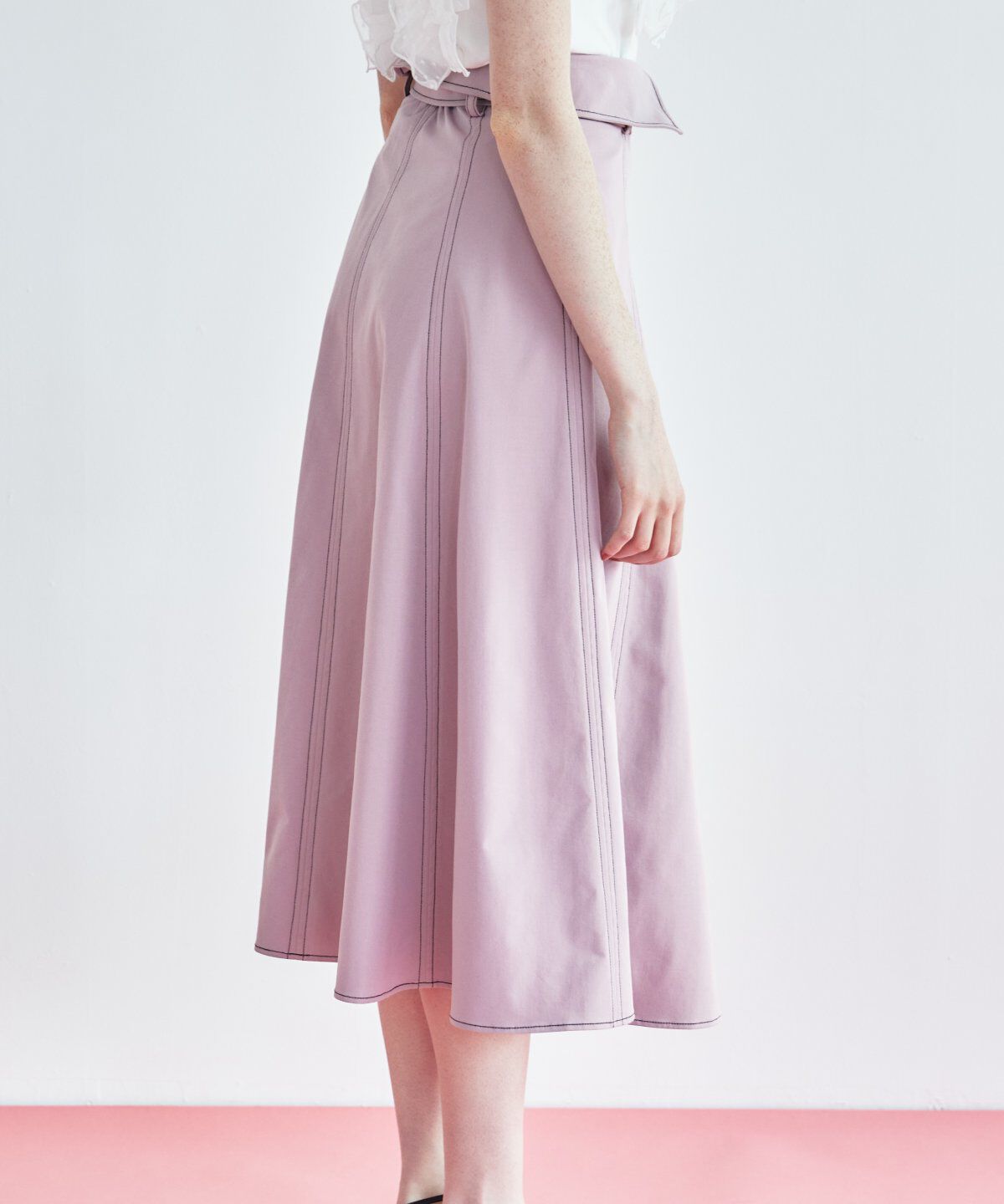 REDYAZEL「ステッチカラーフレアスカート」|フレア|