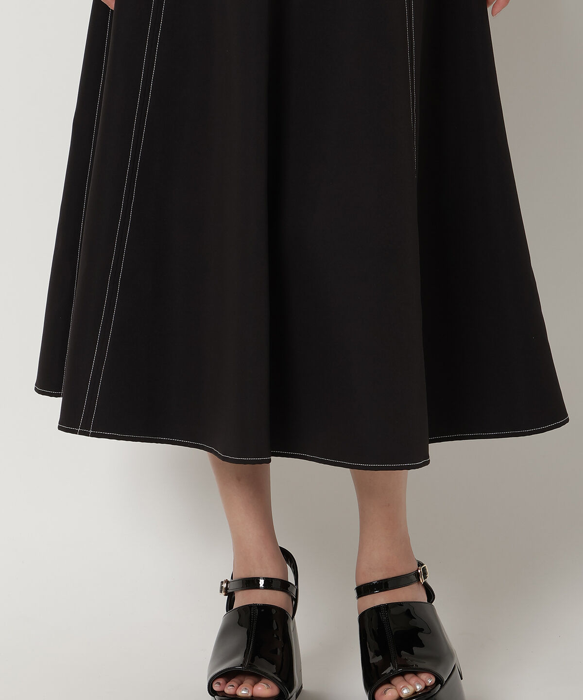 REDYAZEL「ステッチカラーフレアスカート」|フレア|