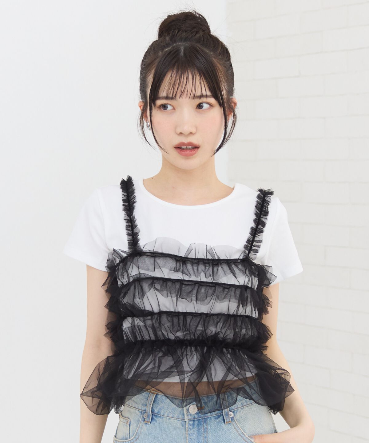 REDYAZEL「チュールビスチェ&times;Ｔシャツ」|Tシャツ・カットソー|ブラック