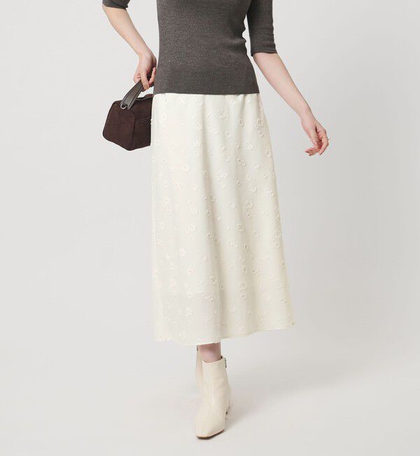 UNITED ARROWS「サテン フラワー ジャガード ロングスカート」|フレア|