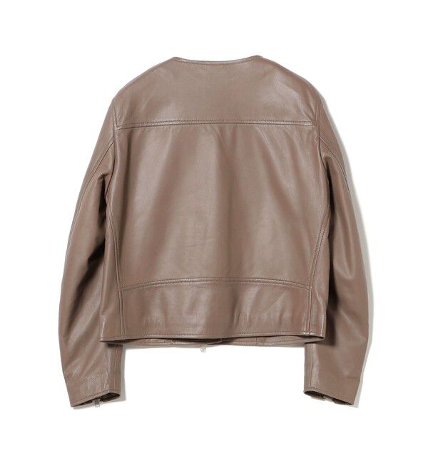 Demi-Luxe BEAMS 「マット シープスキン ノーカラー ライダース ブルゾン」|ブルゾン・スタジャン|