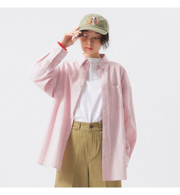 BEAMSBOY「ドビー ストライプ ビッグ BDシャツ」|シャツ・ブラウス|PINK