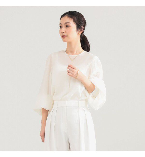 Demi-Luxe BEAMS 「AK+1 / クルーネック リブ ブラウス」|シャツ・ブラウス|