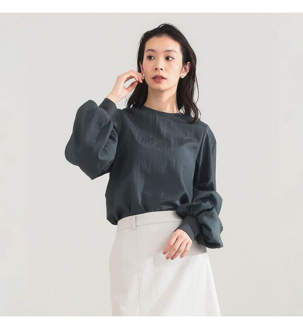 Demi-Luxe BEAMS 「AK+1 / クルーネック リブ ブラウス」|シャツ・ブラウス|CHARCOAL.GREY