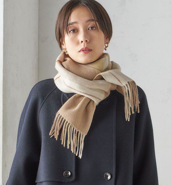SHIPS for women「チェック カシミヤ リバーシブル マフラー」|マフラー|