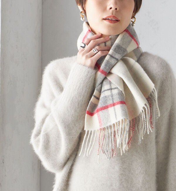 SHIPS for women「チェック カシミヤ リバーシブル マフラー」|マフラー|レッド