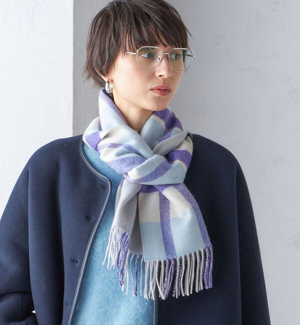 SHIPS for women「チェック カシミヤ リバーシブル マフラー」|マフラー|