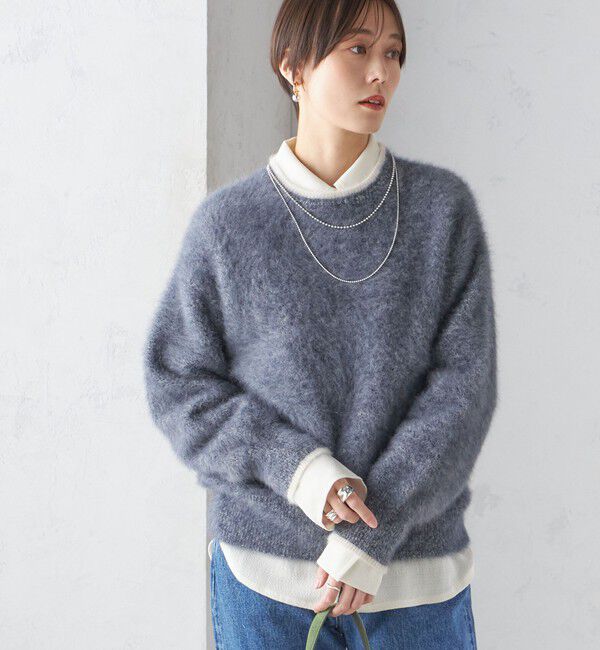 SHIPS for women「杢 FOX クルーネック プルオーバー」|ニット・セーター|ネイビー