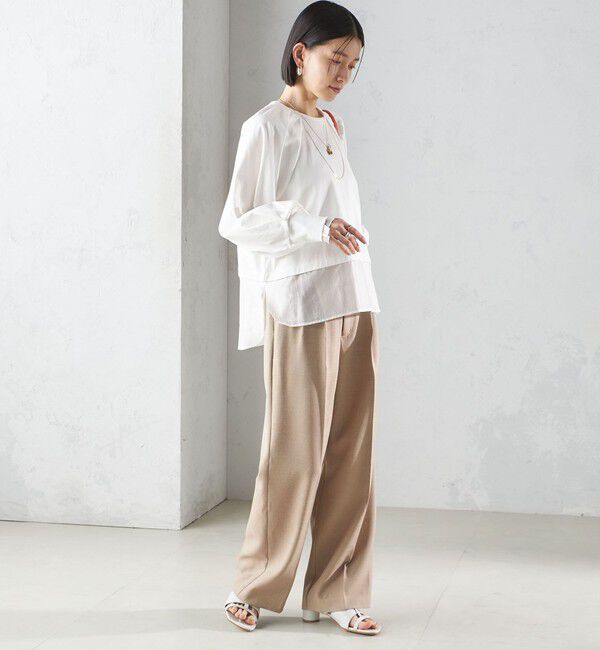 SHIPS for women「〈手洗い可能〉シアー コンビ タック プルオーバー」|Tシャツ・カットソー|