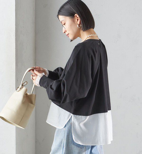 SHIPS for women「〈手洗い可能〉シアー コンビ タック プルオーバー」|Tシャツ・カットソー|