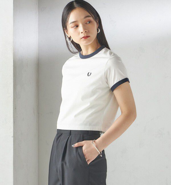 SHIPS for women「《一部追加予約》FRED PERRY:G9163 CROPPED RINGER TEE」|Tシャツ・カットソー|