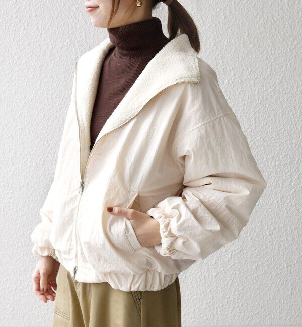 SHIPS any「SHIPS any: ナイロン &times; ボア リバーシブル スタンドカラー ショート ブルゾン」|ブルゾン・スタジャン|