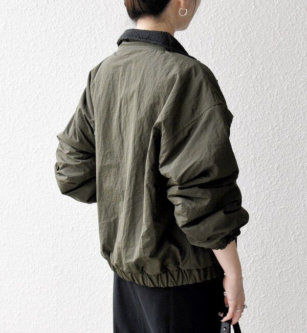 SHIPS any「SHIPS any: ナイロン &times; ボア リバーシブル スタンドカラー ショート ブルゾン」|ブルゾン・スタジャン|