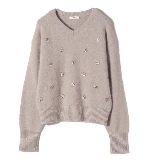 SHIPS for women「〈手洗い可能〉フォックス ビジュー Vネック ニット」|ニット・セーター|