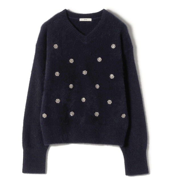 SHIPS for women「〈手洗い可能〉フォックス ビジュー Vネック ニット」|ニット・セーター|