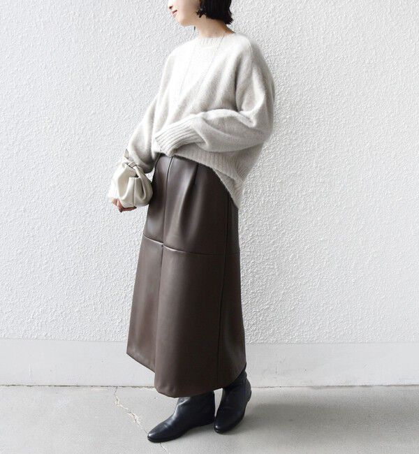 SHIPS for women「〈手洗い可能〉合成皮革 ウエスト ゴム スカート」|スカート|