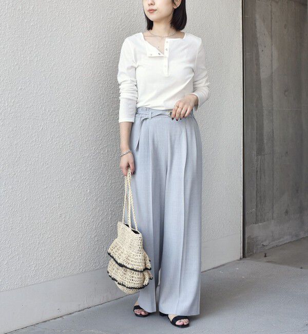 SHIPS Colors 「SHIPS Colors:〈手洗い可能〉シアー ドライタッチ ヘンリーネック TEE◇」|Tシャツ・カットソー|