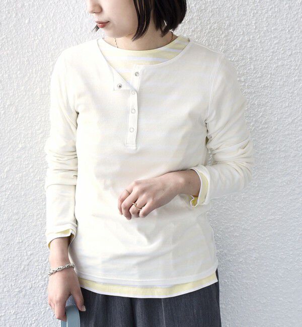 SHIPS Colors 「SHIPS Colors:〈手洗い可能〉シアー ドライタッチ ヘンリーネック TEE◇」|Tシャツ・カットソー|