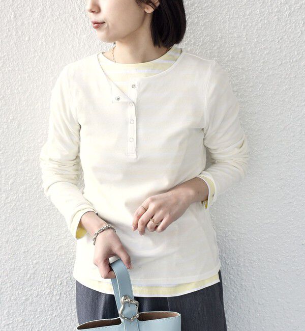 SHIPS Colors 「SHIPS Colors:〈手洗い可能〉シアー ドライタッチ ヘンリーネック TEE◇」|Tシャツ・カットソー|