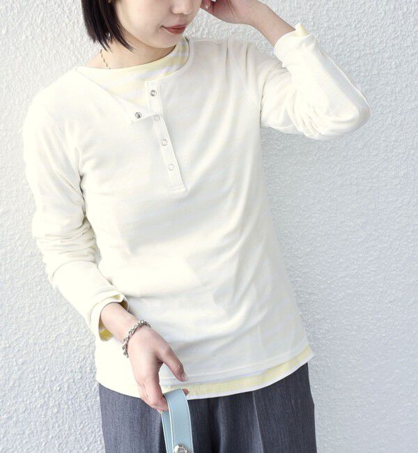 SHIPS Colors 「SHIPS Colors:〈手洗い可能〉シアー ドライタッチ ヘンリーネック TEE◇」|Tシャツ・カットソー|