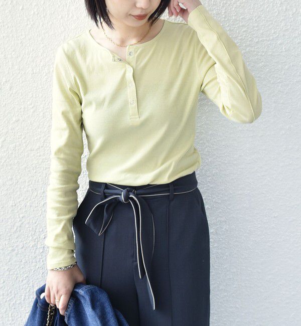 SHIPS Colors 「SHIPS Colors:〈手洗い可能〉シアー ドライタッチ ヘンリーネック TEE◇」|Tシャツ・カットソー|