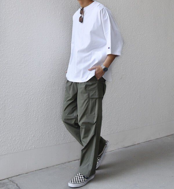 SHIPS any「【SHIPS any別注】Champion: ロゴ刺繍 ドルマン キャンプポケット Tシャツ◆」|Tシャツ・カットソー|